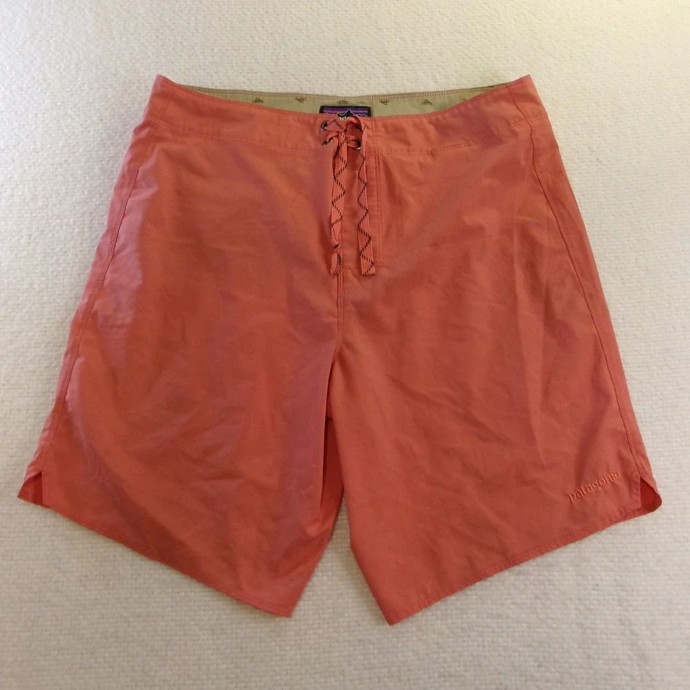 Patagonia Board Shorts Mens 32 Orange Coral Wavefarer Swim Trunks Surf